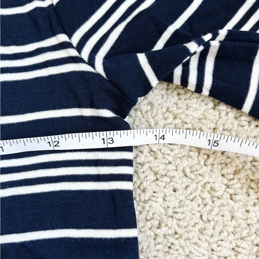gap navy blue and white striped ribbed boatneck long sleeve t-shirt - Picture 11 of 13